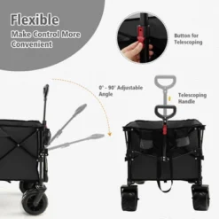 Tangkula Collapsible Folding Outdoor Utility Wagon With Cover Bag Outdoor Camping Garden Cart With Telescoping Handle Black/Blue -Beauty house GUEST 92455428 91ed 44d1 bc1c 0eac2a101e57