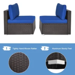 Tangkula 2PCS Patio Sectional Armless Sofas Rattan Furniture Set Outdoor W/ Cushions -Beauty house GUEST 927478f1 337d 4310 8adb f7177a740a9d