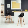 Tangkula Set Of 2 Mid Century Barstool 28.5" Dining Pub Chair W/Leather Padded Seat Black -Beauty house GUEST 9303863b d9dd 466c 9b9b a25d88292b07