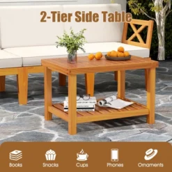 Tangkula 5 Pieces Patio Lounge Chair Set W/Ottomans Acacia Wood Patio Conversation Set W/Cushions Coffee Table Modular Outdoor Lounge Sofa Set -Beauty house GUEST 935ee64f 1453 460d b947 be04214031be