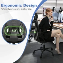 Tangkula Ergonomic Mesh Office Chair W/ Lumbar Support 2D Headrest Flip-up Padded Arms -Beauty house GUEST 938c7304 d9ec 4959 87cc 7aa3fcd25d0b