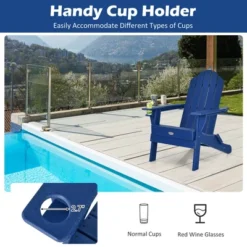 Tangkula 2PCS Patio Folding Adirondack Chair Weather Resistant Cup Holder Yard Navy -Beauty house GUEST 93b89c24 6112 43cd b2a0 900c3b7b5d5f