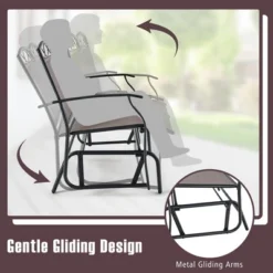 Tangkula Patio Swing Glider Chairs Set Of 2 Outdoor Metal Glider Armchairs Garden Poolside -Beauty house GUEST 93c63589 95a0 4fe9 a700 3bc9e9ae78f1