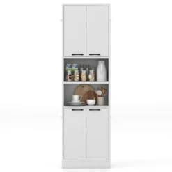 Tangkula Kitchen Pantry Cabinet 75” Tall Freestanding Cupboard With Doors & Shelves Safety Hinges & Anti-tipping Devices Black/White -Beauty house GUEST 93ef1133 3537 40da 9cbe e3a6bfe6c3ca