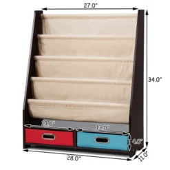 Tangkula Espresso Book Rack Kids Toys Organizer Shelves With 4 Sling Bookshelf And 2 Boxes -Beauty house GUEST 94285eeb 4eb8 4240 821c 3f5aadb6fa6e