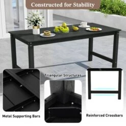 Tangkula HDPE Outdoor Dining Table For 6 Person 67" Patio Table W/ Wood-Like Tabletop -Beauty house GUEST 946e3a19 9f4f 435d 96bc 1e116ac13d5f