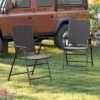 Tangkula Outdoor Folding Chairs Set Of 2 W/ Armrests & Metal Frame Portable Lawn Chairs