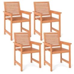 Tangkula Patio Chairs Set Of 4 Outdoor Wooden Dining Chairs W/ Inclined Backrests -Beauty house GUEST 959d0b38 4f58 482f 9795 a3e4c4cc6998