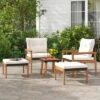 Tangkula 5 Pieces PE Rattan Patio Conversation Set Wicker Chairs With Square Coffee Table Ottomans & Soft Cushions -Beauty house GUEST 95a58cdb 5c55 41f0 8820 bf729b6de9cf