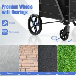 Tangkula Folding Shopping Cart Jumbo Upgraded Utility Grocery Cart W/ Waterproof Liner -Beauty house GUEST 95c40d95 5315 4b17 928d 2b8451460f28