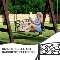 Tangkula Patio Hanging Porch Swing 2-Person Outdoor Metal Swing Bench Chair W/ Chains -Beauty house GUEST 96698bc7 9304 48c6 9473 65fd37f7ca54