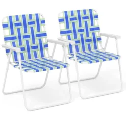 Tangkula 2pcs Folding Beach Chair Camping Lawn Webbing Chair Lightweight 1 Position Blue -Beauty house GUEST 967befbd 2557 437e bcdf 93b74b664200