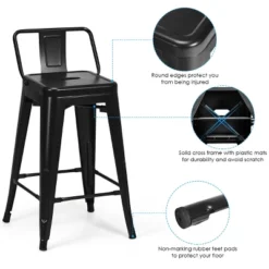 Tangkula Set Of 4 Metal Bar Stools 24" Industrial Chair Low Back Black -Beauty house GUEST 96846151 5804 46f8 b715 a94e2f75dbc4