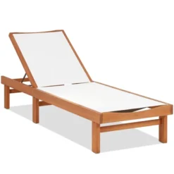 Tangkula 1PC/2PCS Outdoor Chaise Lounge Chair, Eucalyptus Wood Recliner W/ 5-Level Backrest, Breathable & Quick Drying Seat Fabric -Beauty house GUEST 9697a0a9 78ad 4c48 bae1 d4f145692bc1