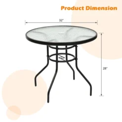 Tangkula Patio Round Table Patio Furniture Steel Frame Dining Table W/ Glass Top -Beauty house GUEST 96a5da49 542f 4765 b8b3 46d81c811404