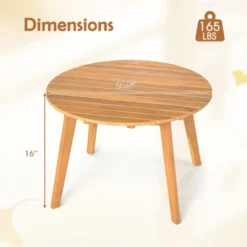 Tangkula Outdoor Acacia Wood Side Table Patio 24.5" Round End Table W/ Slatted Tabletop -Beauty house GUEST 9740c764 acfc 43fd 994e 9d158276230e