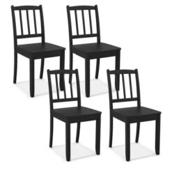 Tangkula Wood Dining Chair Set Of 4 W/ Rubber Wood Legs Curved Backrest For Kitchen -Beauty house GUEST 974e4e59 5f8e 4cbc 8ccd 91c1469e3286