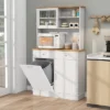 Tangkula Double Tilt Out Trash Cabinet W/ Hutch Kitchen Pantry Storage Cabinet White -Beauty house GUEST 97aa980b e42d 457a b077 a60cc0621c40