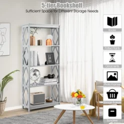 Tangkula 5-Tier Open Bookshelf Bookcase Standing Casual Home Storage Display Rack -Beauty house GUEST 97e718e7 5b64 49cd 9c83 007f95c5cf8c