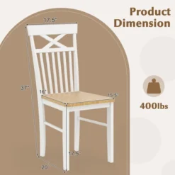 Tangkula Farmhouse Dining Chair Set Of 4 Wooden Kitchen Chair W/ Rubber Wood Frame -Beauty house GUEST 982addc2 f70a 43e4 b826 e6f28a237fcb