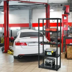 Tangkula 2 PCS 5 Tier Plastic Storage Shelves Multi-Use Free Standing Shelf Unit Heavy Duty Rack For Home Office Garage