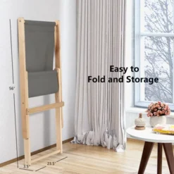 Tangkula Foldable Wood Beach Sling Chair With 3 Adjustable Positions Indoor Living Room Chaise Lounge Grey -Beauty house GUEST 98969e8a 93f6 447f 8728 0244450261d1