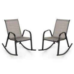 Tangkula Set Of 4 Metal Rocking Chair Heavy-Duty Rocker Outdoor Anti-Slip Brown Patio -Beauty house GUEST 991cefa8 9f11 40c7 92bc 42cd8cb2dd8f