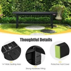 Tangkula Outdoor HDPE Bench W/ Metal Frame 47" X 14" X 16" For Yard Garden -Beauty house GUEST 9951ab85 0656 455d 8f90 267fde6bb79a