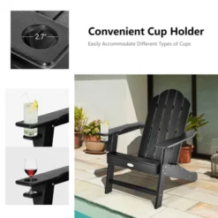 Tangkula 2PCS Adirondack Chair Outdoor With Cup Holde Weather Resistant Lounger Chair For Backyard Garden Patio And Deck Black/Grey/Turquoise/White -Beauty house GUEST 9968edd9 80db 4580 9eb3 9fd6571fa8fa