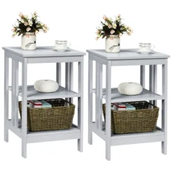 Tangkula 2PCS 3-tier Side Table Nightstand Sofa End Table Storage Display Shelf -Beauty house GUEST 99814bfb c05c 41bc 8f30 2795578b6bb6