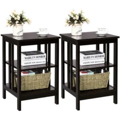 Tangkula 2PCS 3-tier Side Table Nightstand Sofa End Table Storage Display Shelf -Beauty house GUEST 9a2d4ca2 26bc 4ef3 89b3 1c9f44937b68