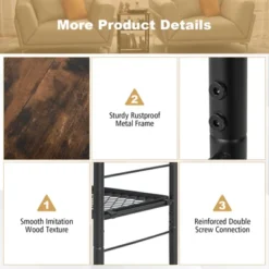 Tangkula 3-Tier Industrial Side Table Nightstand With Removable Mesh Metal Shelf Adjustable Leveling Foot Pads End Table -Beauty house GUEST 9a351dcf db3d 44f3 bead ab8e19c3128a