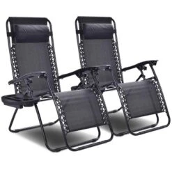 Tangkula 2PC Zero Gravity Chair Adjustable Recliners Textiliene -Beauty house GUEST 9a404d2b d926 4e78 b32e 5a5a93d35094