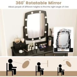 Tangkula Vanity Table Set With Lighted Mirror Adjustable 10 Bulbs Dresser 4 Drawer -Beauty house GUEST 9a823c6f a738 4f49 9951 654c1f7f02d6