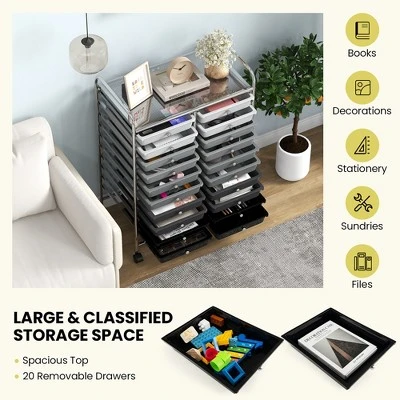 Tangkula Office Rolling Cart 20 Storage Drawers Scrapbook Paper Studio Organizer Gray 9 Tangkula Office Rolling Cart 20 Storage Drawers Scrapbook Paper Studio Organizer Gray - Image 7