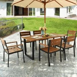 Tangkula Patented 7PCS Patio Dining Set Outdoor Furniture Set W/ 6 Armchairs Umbrella Hole -Beauty house GUEST 9ae2d31e 6101 4941 aaee 4d3770be1338