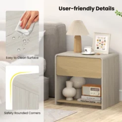 Tangkula Modern Style Nightstand 2-Tier Sofa Side Bedside Table W/ Drawer & Open Shelf -Beauty house GUEST 9b09954a 4596 4378 9a5d e6fe29b0b91f 1
