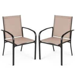 Tangkula Outdoor Dining Chairs Set Of 2 W/ Breathable Fabric Armrests High Back -Beauty house GUEST 9b141a04 06c1 48e0 a426 76aacd94894c