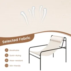 Tangkula 2 Pieces Patio Sling Chair Modern Accent Chair W/ Removable Headrest & Sturdy Metal Frame -Beauty house GUEST 9b4b7efd 351f 46f8 aa10 fcc9d4f8d67b