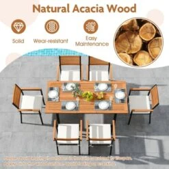 Tangkula 7-Piece Patio Furniture Set Outdoor Dining Chair Set For 6 W/ Acacia Wood & Metal Frame -Beauty house GUEST 9b78b965 abbf 4e04 8f49 cbf3e06ecabb