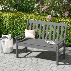 Tangkula Garden Bench All-Weather HDPE 2-Person Outdoor Bench For Front Porch Backyard -Beauty house GUEST 9c0793ba ac21 49ad 9d24 1fbdd9730676