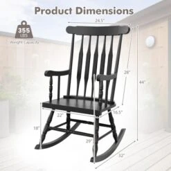 Tangkula Wooden Rocking Chair Single Rocker Indoor Garden Patio Yard Black -Beauty house GUEST 9c187ca2 097a 4ef6 ad29 7dc6c0221a1c