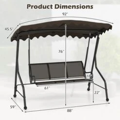 Tangkula 3-Seat Outdoor Swing, Porch Canopy Swing W/ Adjustable Shading Breathable Seat -Beauty house GUEST 9c44f074 6ad0 41bc 968a 30f870df3db1