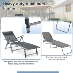 Tangkula Patio Lounge Chair Rustproof Aluminum Folding Chaise W/ Adjustable Backrest & Footrest -Beauty house GUEST 9cc2d784 3a14 4081 9ce3 a906f3234ecd