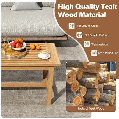 Tangkula 36"Patio Coffee Table Solid Wood Coffee Table W/ Slatted Tabletop Natural 8 Tangkula 36"Patio Coffee Table Solid Wood Coffee Table W/ Slatted Tabletop Natural - Image 6