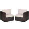 Tangkula 2PCS Rattan Corner Sofa Set Patio Outdoor Furniture Set W/ 4 Beige Cushions -Beauty house GUEST 9ccfe859 0dc9 4b55 9559 c80f39b7df96