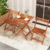 Tangkula 3 PCS Outdoor Wood Bistro Set W/ 2 Folding Chairs & Dining Table For Backyard -Beauty house GUEST 9cf1d74b 2635 4c73 9979 d2c9f89f36f3