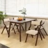Tangkula Folding Dining Chairs Set Of 4 Wooden Table Chairs W/ Padded Seat Modern Coffee & Beige -Beauty house GUEST 9dad1663 b88e 4116 bc04 5c527b669302