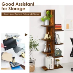 Tangkula Modern Multi-Layer Bookshelf Floor Standing Bookcase W/Anti-fall Device Storage Rack For Home Office Rustic -Beauty house GUEST 9db257e2 1a9a 4108 8433 ca534afb9e78