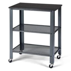 Tangkula Kitchen Utility Cart Industrial Coffee End Table W/Wheels Black/Silver -Beauty house GUEST 9ddec2e6 ad08 464e b01c 2f104653207e